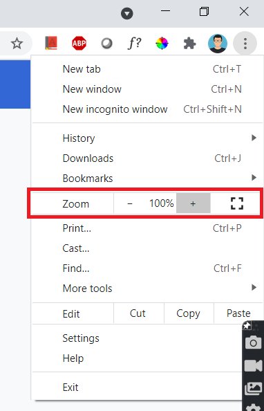 Chrome Browser Zoom