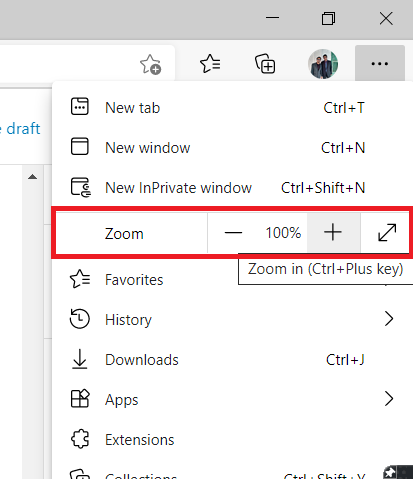 Microsoft Edge Zoom