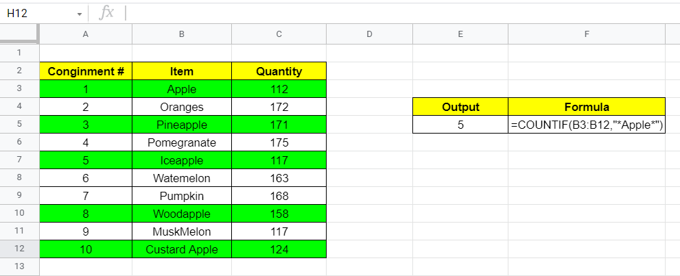 Count Cells containing specific text in Google Sheet