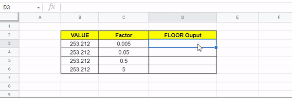 FLOOR Function  Google Sheets - GIF